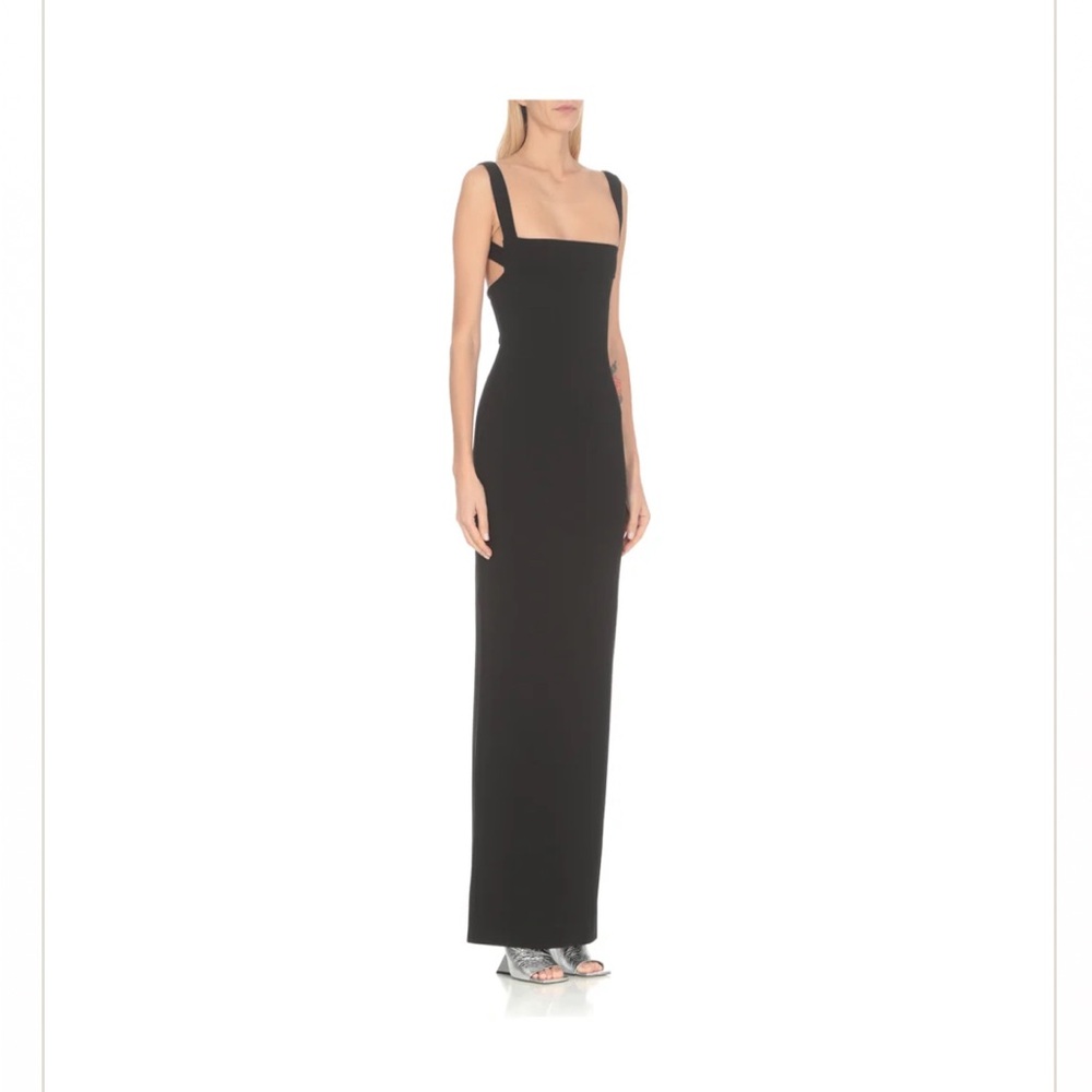 Solace London Black Sheath Maxi Dress Square Neck
